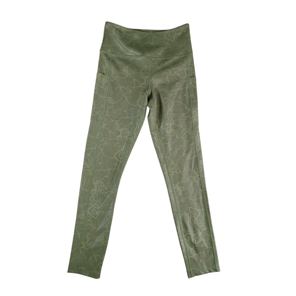 ZYIA Active Botanical Pattern Olive Green Leggings with Pockets size 4